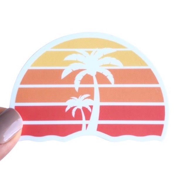 Orange Stripe Palm Tree Sticker
