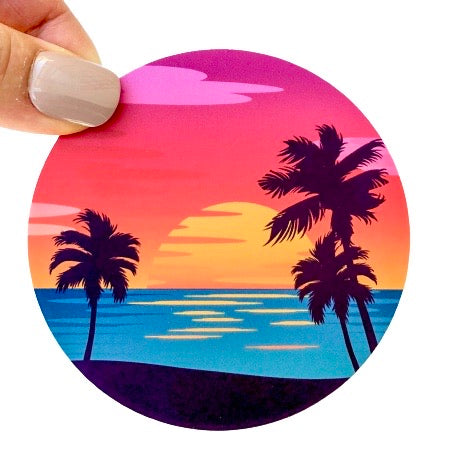 Sunset Palm Tree Sticker