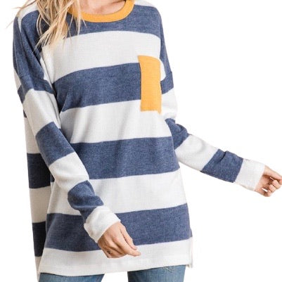 Blue and White Striped Sweater